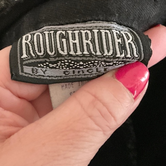 Vintage Maxi Denim Skirt Western Native Black Brown Suede Fringe Trim 12 - Picture 9 of 12